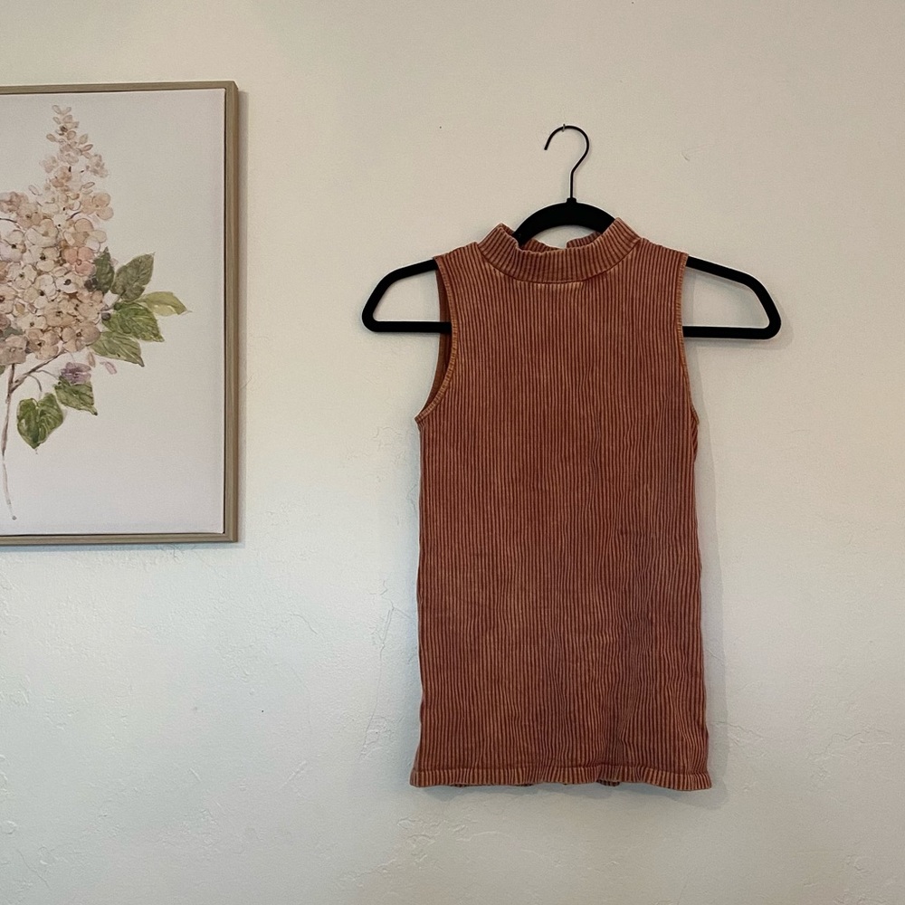 FREE PEOPLE HIGH NECK RIBBED TANK